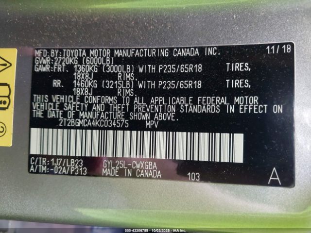 2019 LEXUS RX 450H 2T2BGMCA4KC034575 Photo 8