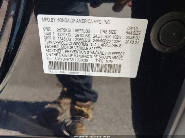 2020 ACURA MDX 5J8YD4H72LL007035 Photo 8