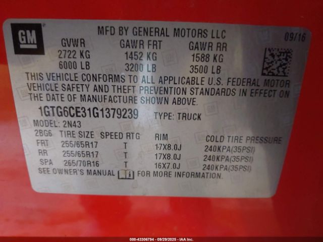 2016 GMC CANYON 1GTG6CE31G1379239 Photo 8
