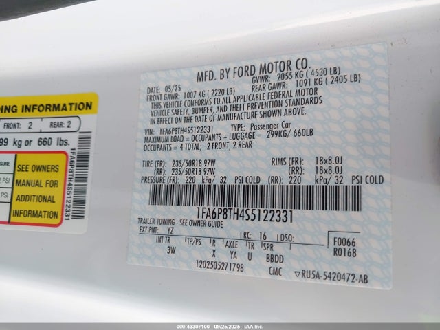 Ford 4v 2025 1FA6P8TH4S5122331 Image 9
