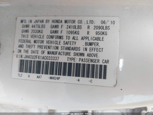 2010 ACURA TSX JH4CU2F61AC033337 Photo 8