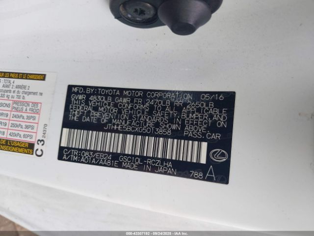 2016 LEXUS RC 350 JTHHE5BCXG5013858 Photo 8