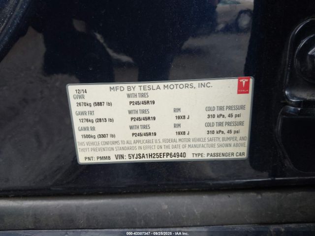 2014 TESLA MODEL S 5YJSA1H25EFP64940 Photo 8