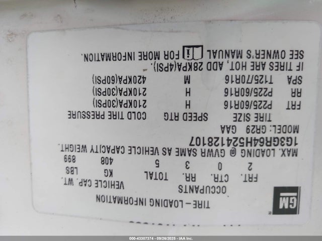 2002 Oldsmobile Aurora 3.5 მანქანა იყიდება აუქციონზე, vin: 1G3GR64H524128107, აუქციონის ნომერი: 43307374