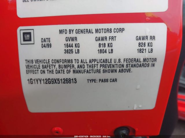 1999 CHEVROLET CORVETTE 1G1YY12G9X5126813 Photo 8