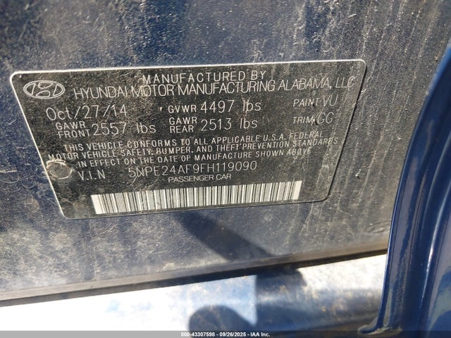 5NPE24AF9FH119090 Hyundai dohc gdi theta-ii