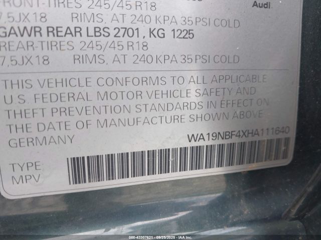 2017 AUDI A4 ALLROAD WA19NBF4XHA111640 Photo 8