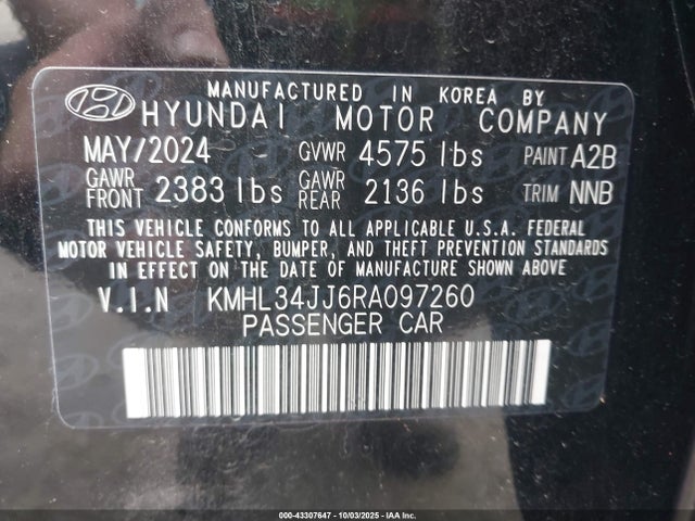 KMHL34JJ6RA097260 Hyundai Sonata Hybrid Sel