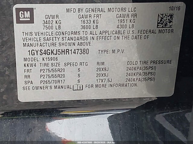 2017 CADILLAC ESCALADE ESV 1GYS4GKJ5HR147380 Photo 8