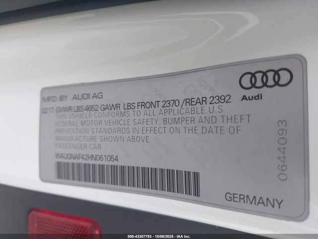 2017 AUDI A4 WAUGNAF42HN061054 Photo 8