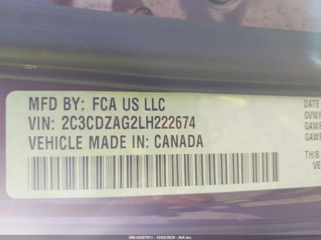 2020 DODGE CHALLENGER 2C3CDZAG2LH222674 Photo 8
