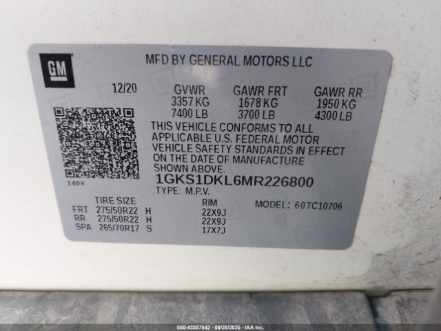 2021 GMC YUKON 1GKS1DKL6MR226800 Photo 8