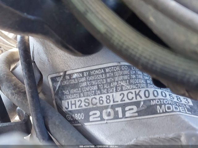 2012 HONDA GL1800 JH2SC68L2CK000583 Photo 9