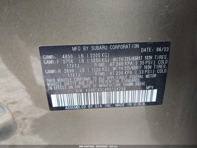 4S4BTADC4R3124256 Subaru Outback Premium