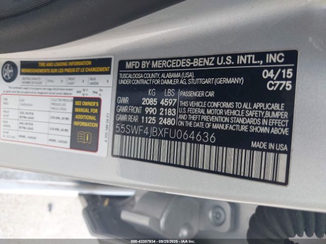 2015 MERCEDES-BENZ C 300 55SWF4JBXFU064636 Photo 8