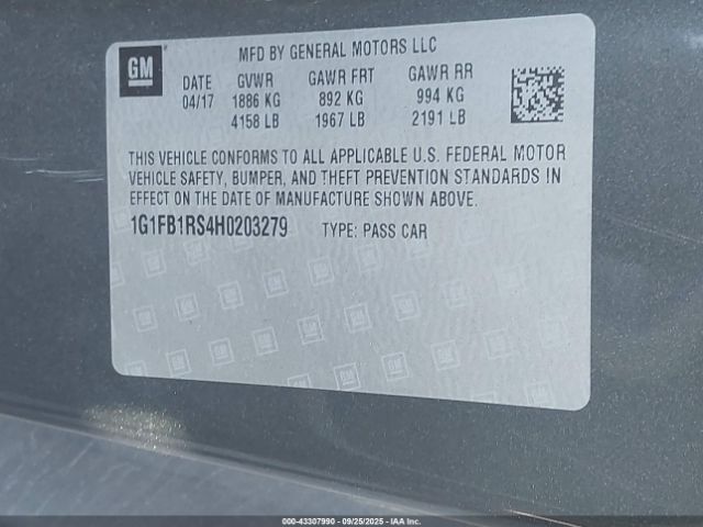 2017 CHEVROLET CAMARO 1G1FB1RS4H0203279 Photo 8