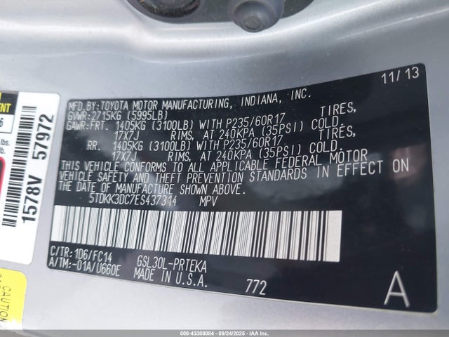 Toyota 2gr-fks 2014 5TDKK3DC7ES437314 Image 9