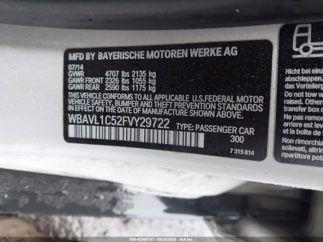 WBAVL1C52FVY29722 BMW 2015