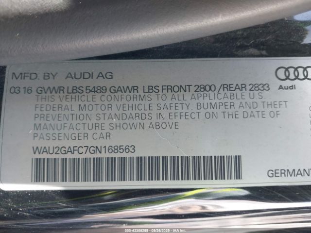 2016 AUDI A7 WAU2GAFC7GN168563 Photo 8