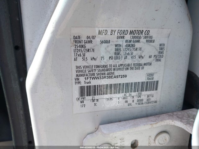 Продаж на аукціоні авто 2008 Ford F-350 Fx4/king Ranch/lariat/xl/xlt, vin: 1FTWW33R38EA97259, номер лоту: 43308318