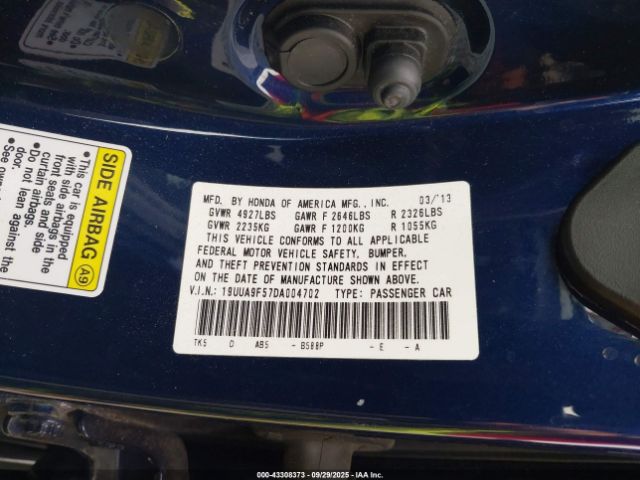 2013 ACURA TL 19UUA9F57DA004702 Photo 8