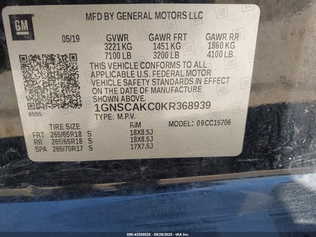 Chevrolet Tahoe Ls 2019 1GNSCAKC0KR368939 Image 9