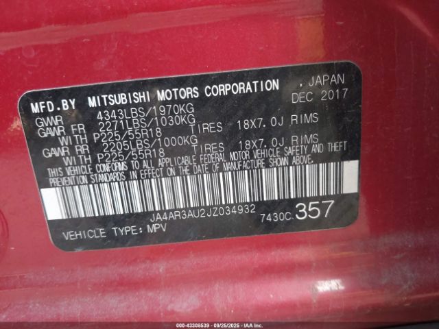 2018 MITSUBISHI OUTLANDER SPORT JA4AR3AU2JZ034932 Photo 8