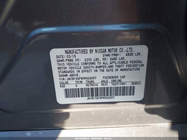JN1BV7AP6FM342457 Infiniti Q50