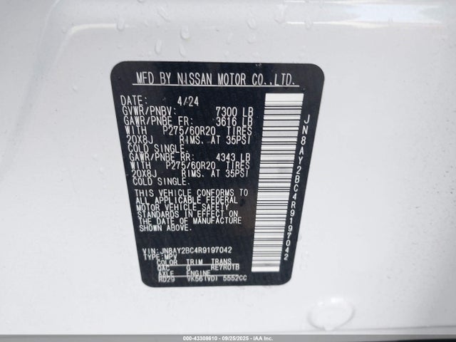 JN8AY2BC4R9197042 Nissan 2024