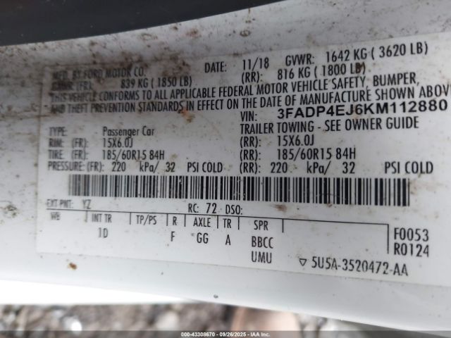 2019 FORD FIESTA 3FADP4EJ6KM112880 Photo 8