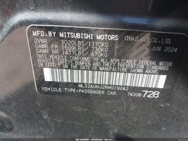 2024 MITSUBISHI MIRAGE ML32AUHJ2RH019242 Photo 8