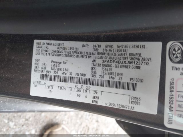 2018 FORD FIESTA 3FADP4BJXJM123710 Photo 8