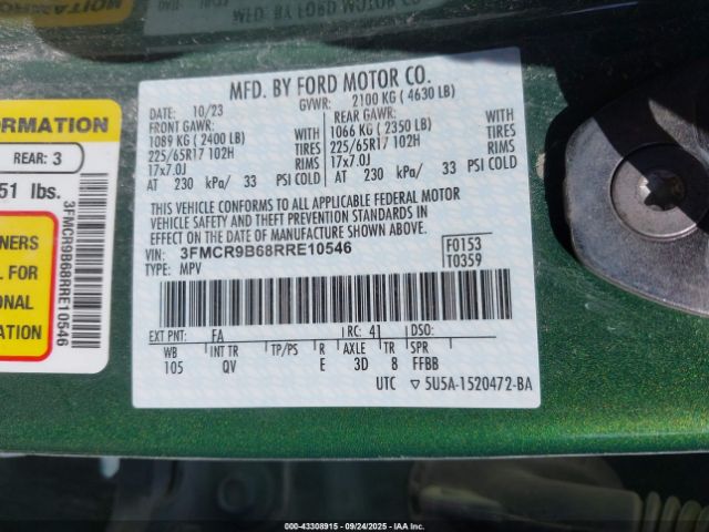 2024 FORD BRONCO SPORT 3FMCR9B68RRE10546 Photo 8