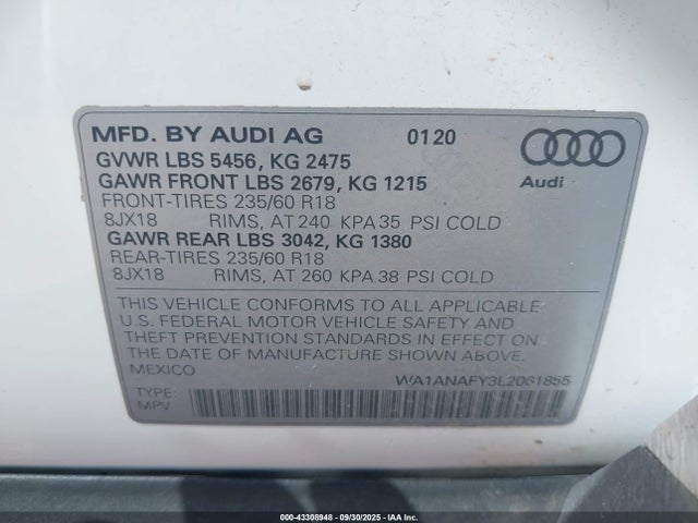 2020 AUDI Q5 WA1ANAFY3L2061855 Photo 8