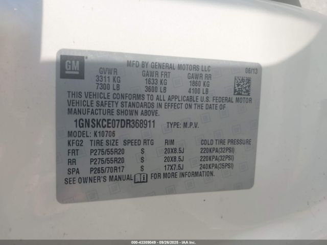 2013 CHEVROLET TAHOE 1GNSKCE07DR368911 Photo 8