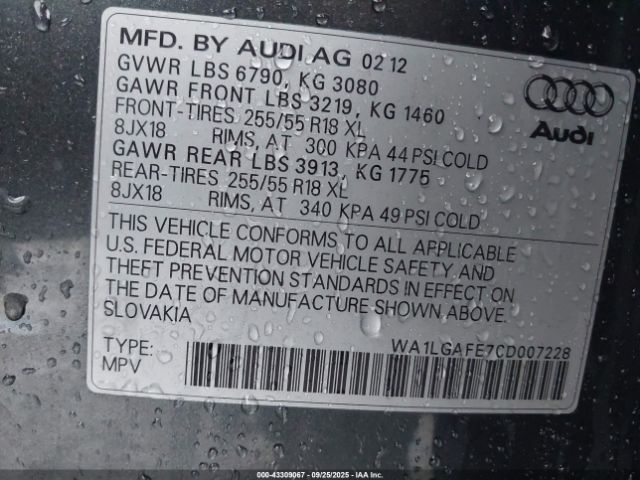 2012 AUDI Q7 WA1LGAFE7CD007228 Photo 8