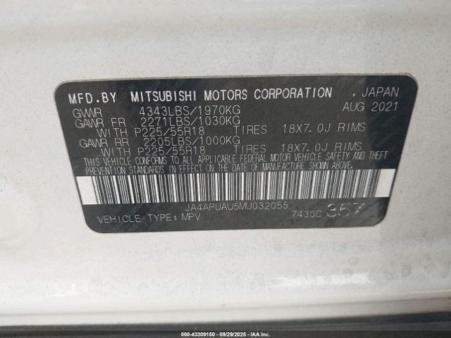 2021 MITSUBISHI OUTLANDER SPORT JA4APUAU5MU032055 Photo 8