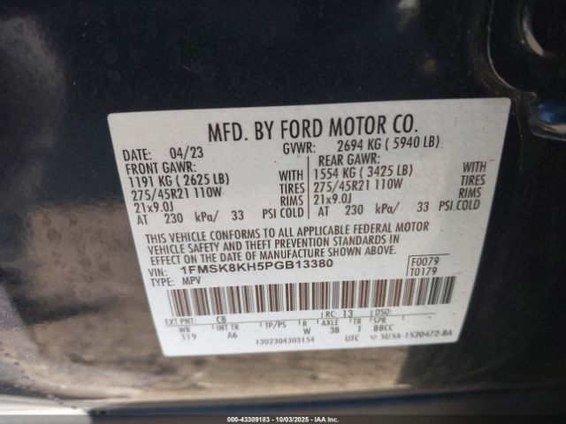 2023 FORD EXPLORER 1FMSK8KH5PGB13380 Photo 8