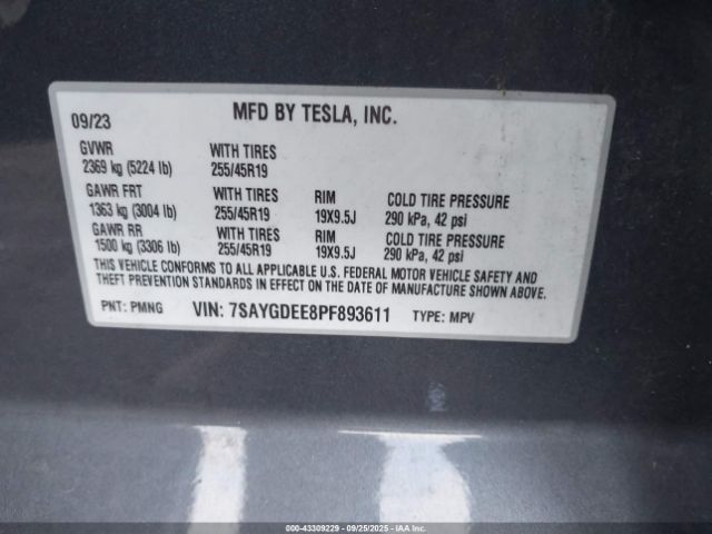 2023 TESLA MODEL Y 7SAYGDEE8PF893611 Photo 8