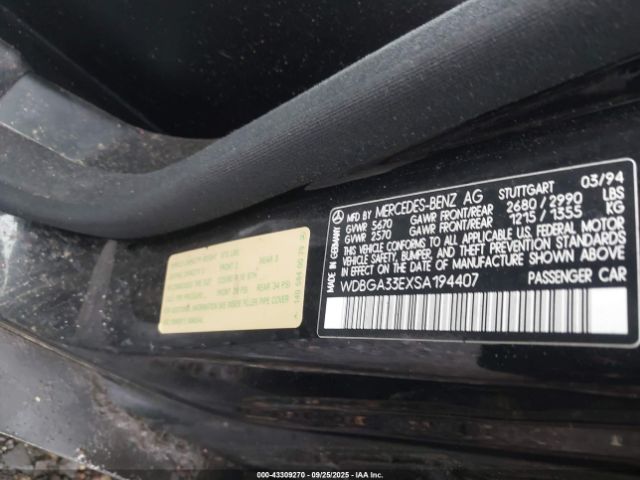 1995 MERCEDES-BENZ S WDBGA33EXSA194407 Photo 8
