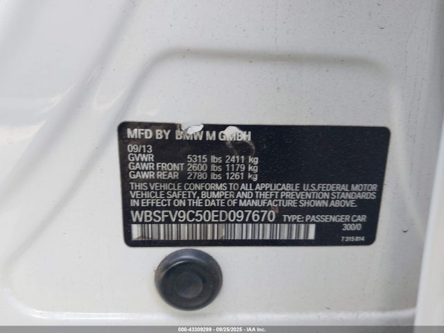 BMW M5 2014 WBSFV9C50ED097670 Image 9