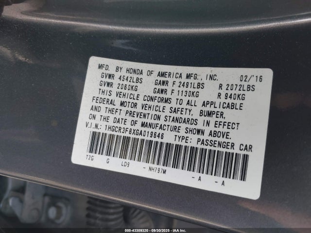 1HGCR3F8XGA019646 Honda j35y1