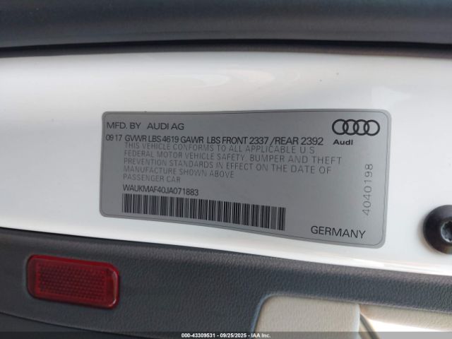 2018 AUDI A4 WAUKMAF40JA071883 Photo 8