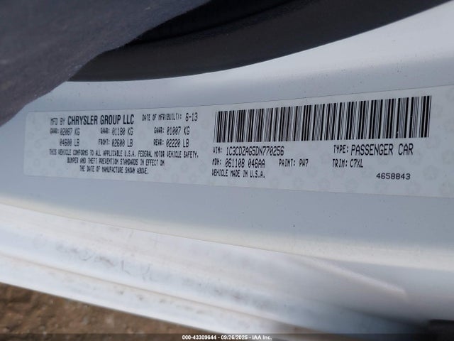 Aukcja sprzedaży 2013 Dodge Avenger Se V6, vin: 1C3CDZAG5DN770256, numer aukcji: 43309644