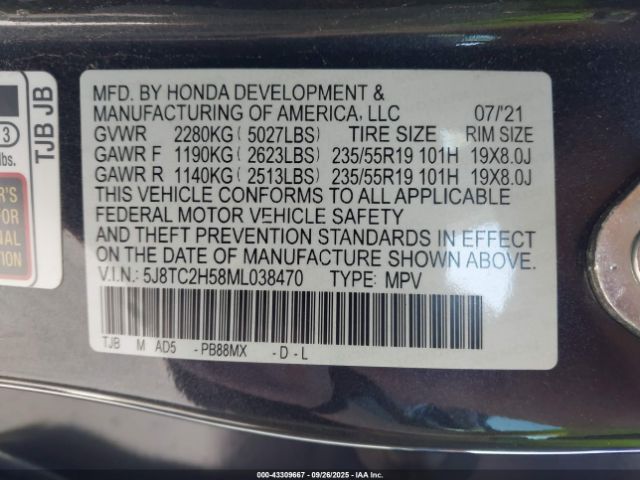 2021 ACURA RDX 5J8TC2H58ML038470 Photo 8