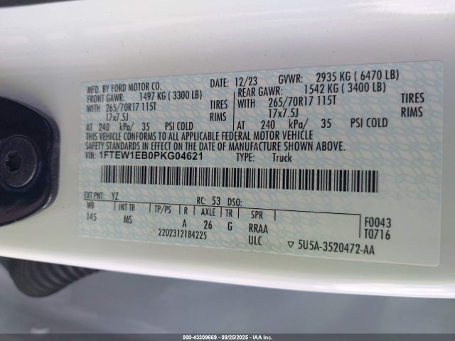 Ford tivct 2023 1FTEW1EB0PKG04621 Image 9