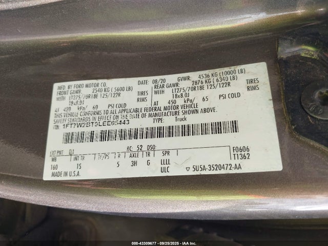 Ford F-250 2020 1FT7W2BT9LEE05443 Image 9