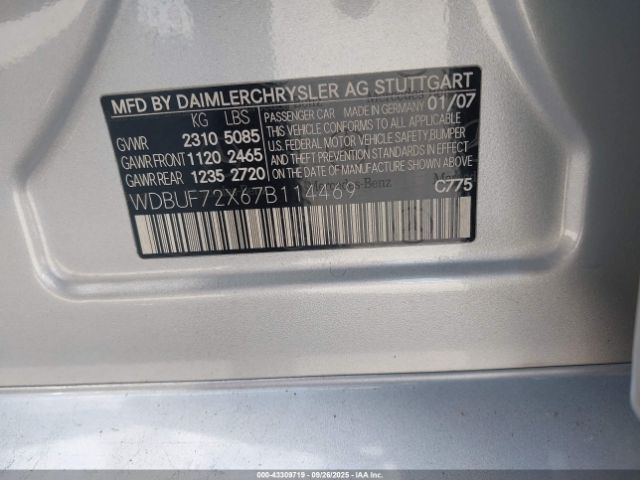 2007 MERCEDES-BENZ E 550 WDBUF72X67B114469 Photo 8