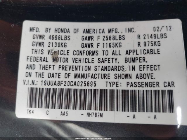 2012 ACURA TL 19UUA8F20CA025695 Photo 8