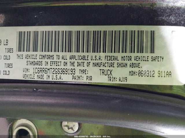 1C6RR6MT2GS369193 RAM 2016